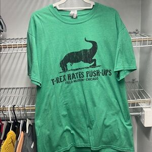 Field Museum Green T-Rex Push-Ups Graphic Tee